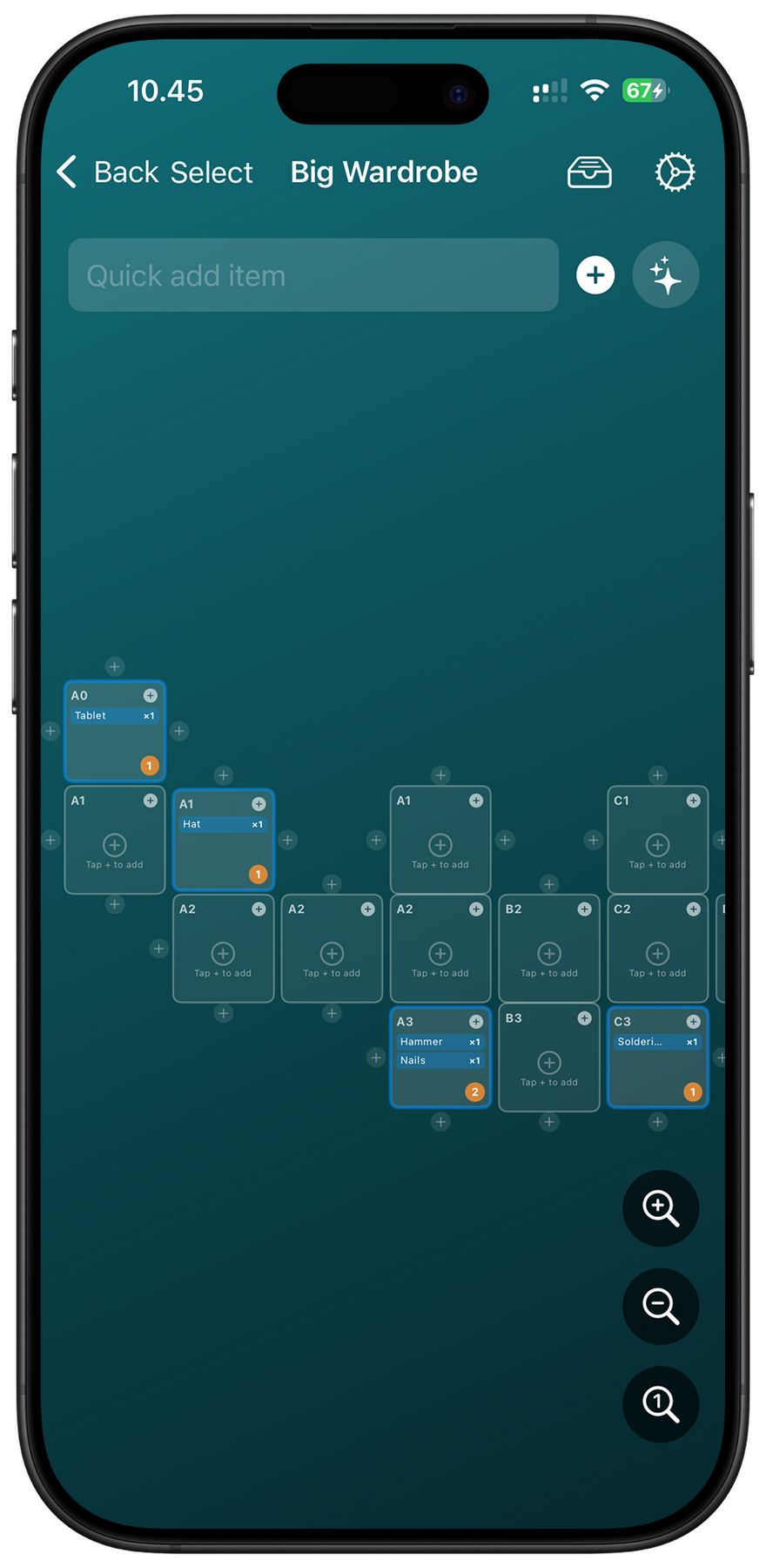 Grid organization of Items
